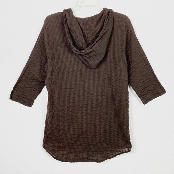 Pineapple Cove Brown Hooded Button Up Shirt - Picture 2 of 3